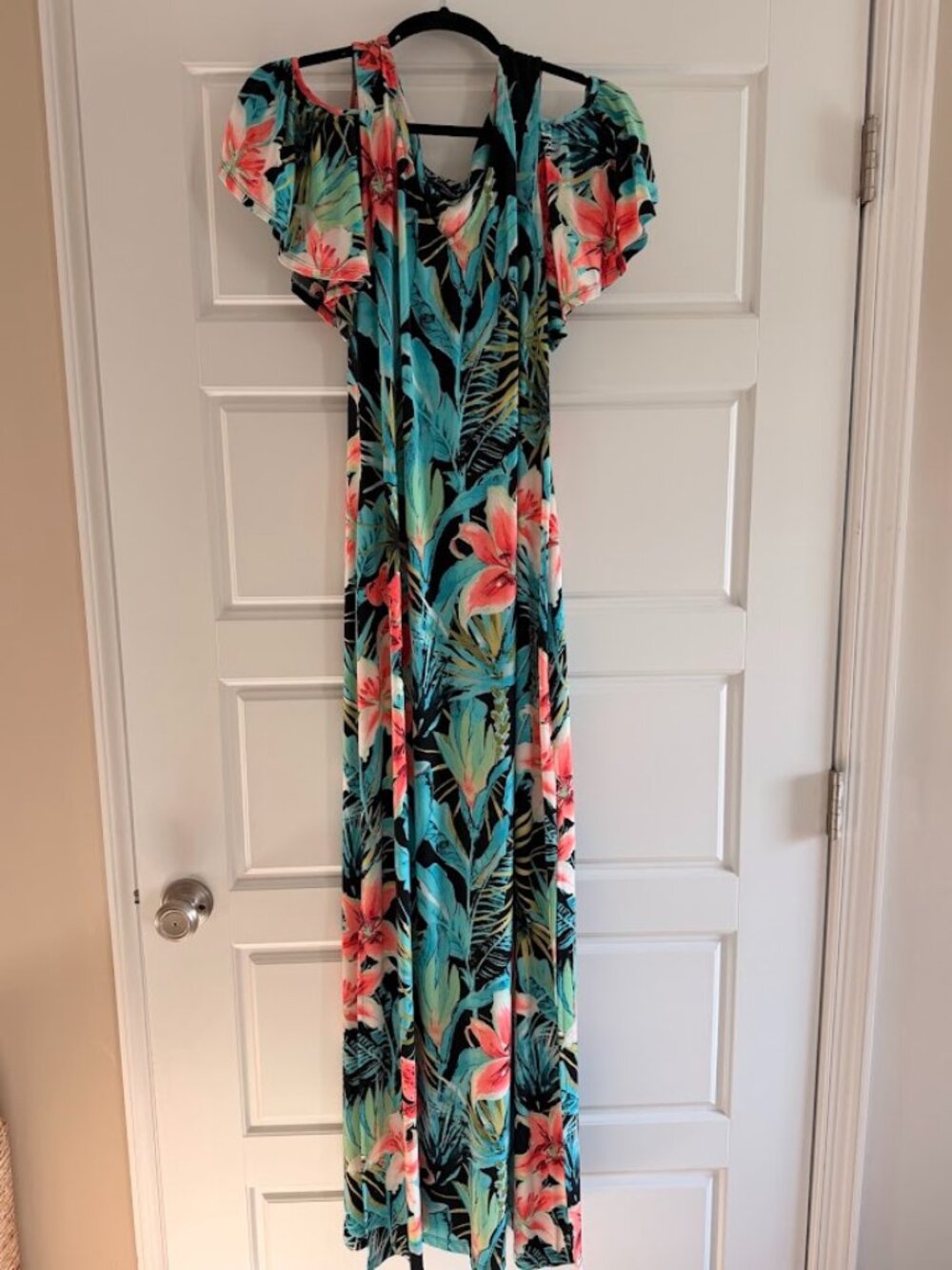 CA Size 10 - Cold Shoulder - Tropical Maxi Dress